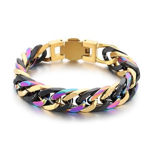 Bracciale a Catena Cubana in Acciaio Inossidabile Placcato Colorato Arcobaleno, Larghezza 13mm, Stile Hip Hop, per Feste e Regali - Product Image 4