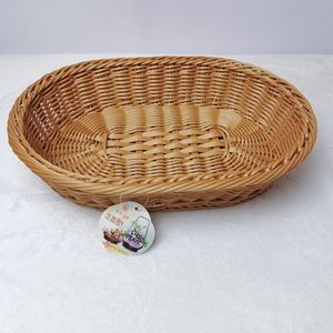 Handmade Plastic Woven Oval Bread Basket Fruit Snack <b>Storage</b> <b>Container</b> For Restaurant Kitchen Use - Product Image 4