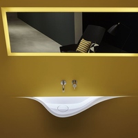 Sur mesure pierre artificielle moderne salle de bains toilettes et lavabo sous le comptoir LED vanité lavabo