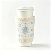 Manchon de tasse à café réutilisable MSYO avec logo personnalisé, en crochet, style pull de voyage, pour thé ou glace, motif pull de Noël