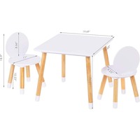 Ensemble de table et 2 chaises à dossier rond en bois personnalisées pour enfants, table d'activités nordique pour enfants pour dessiner, lire et jouer