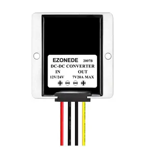 DC-DC Converter 12 V 24 V ถึง 7 V 20A 140 W ขั้นตอนลงแรงดันไฟฟ้า Buck โมดูลกันน้ำสำหรับรถ LED กล้อง