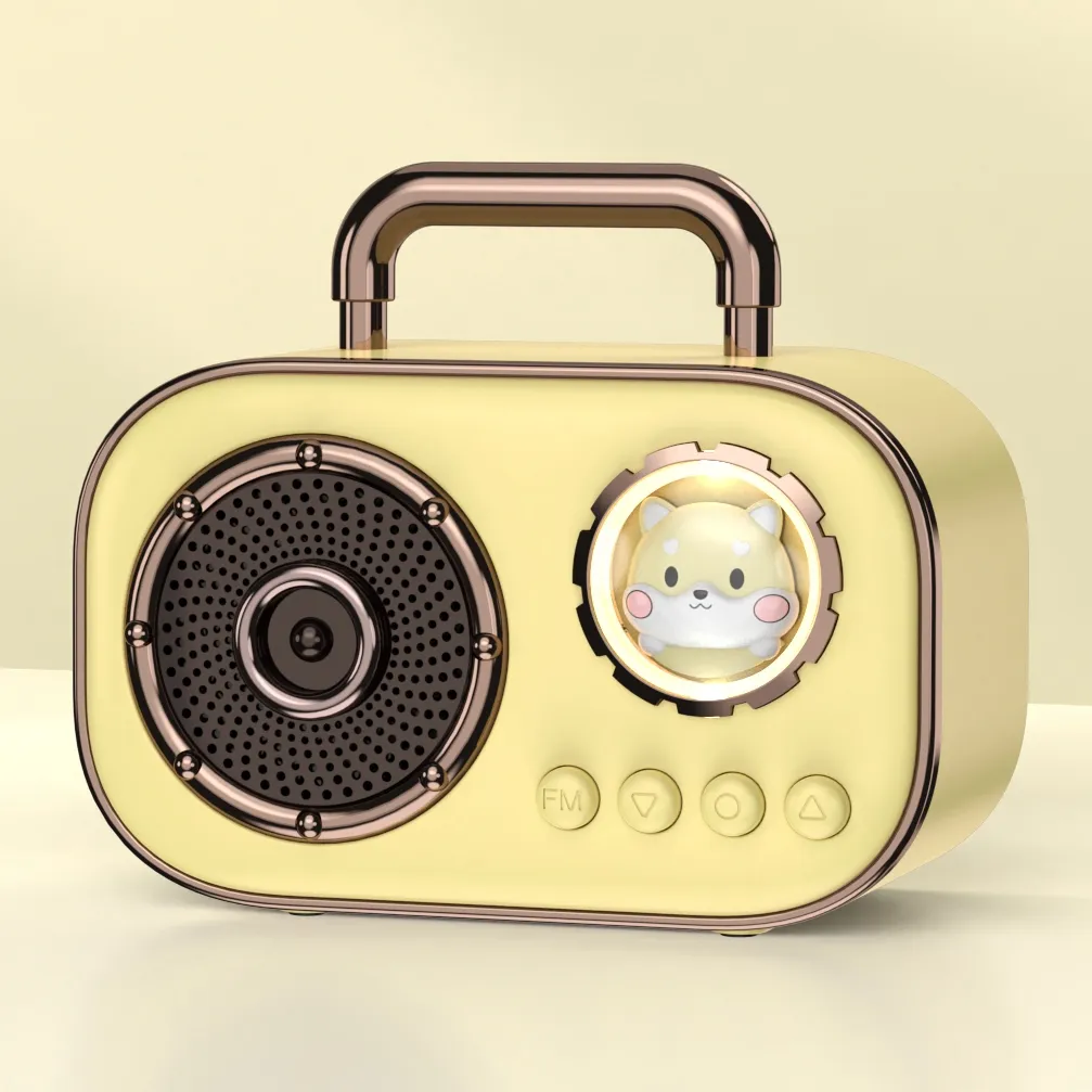 HG Estéreo Portátil Mala Mini Retro Bonito Urso Pet Rosa Bluetooth Speaker Com Quente Led Night Light