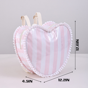 Mochila de PVC Impermeable con Cremallera, Diseño de Corazón, Gran Capacidad, Multifuncional, a Rayas y con Volantes, Personalizable, Venta al Por Mayor, Tendencia de Moda - Product Image 6