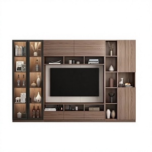 Meubles TV modernes personnalisés avec cheminées et sources lumineuses, panneaux en <span class=keywords><strong>bois</strong></span> <span class=keywords><strong>pour</strong></span> salon, chambre <span class=keywords><strong>à</strong></span> coucher, appartement - Product Image 2
