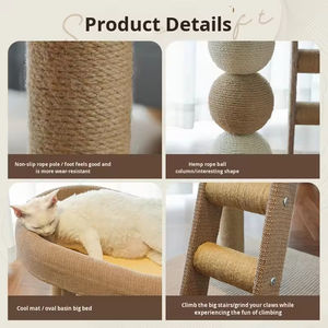 Tempat Tidur Kucing Hemat Ruang dengan Platform Lompat, Tiang Garukan Sisal, Rangka Panjat, dan Bola Main untuk Kucing di Apartemen Kecil - Product Image 3