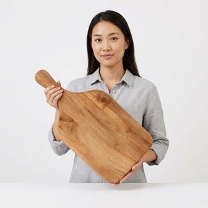 <b>Wood</b> Chopping Board Rectangle With Handle Kitchen Cutting Block Durable Eco Friendly Single <b>Piece</b> - Product Image 1