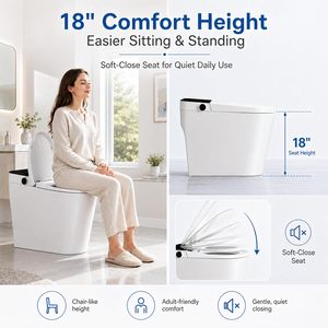 Inodoro Inteligente Moderno de Una Pieza con Altura Confortable, Sensor de Pie, Descarga Doble, Asiento de Cierre Suave, Sin Tanque, Accesorio de Baño - Product Image 4