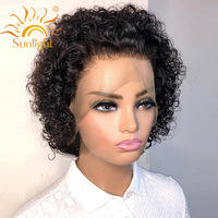Sunnymoon-perruque malaisienne, cheveux naturels remy, indiens, cheveux bruts, d'alignement cuticules, perruque pixie, faite à la machine, cheveux bruts