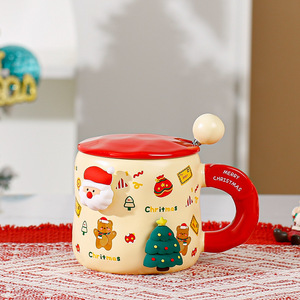 Novelty Christmas Magnetic Figurine Ceramic Mug 400ml With Lid Spoon Multiple Styles <b>Xmas</b> Coffee Cup With <b>Gift</b> Box for Present - Product Image 4