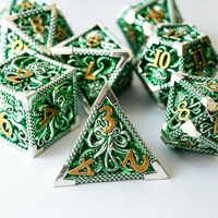 LuxeRoll Hollow Octopus Metal Dice Set Silver Green 7Pcs Polyhedral DND for DND Tabletop RPG Game Call of Cthulhu Dice Wholesale