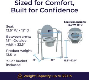 Chaise de toilette pliante 3-en-1 en acier thermolaqué, réglable en hauteur, solution WC portable et durable pour personnes âgées - Product Image 4