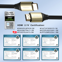 Vente en gros certifiée pour câble HDMI 2.1 1M 2M 3M plaqué or pour connecteur HDMI PVC flexible 48Gbps 4K 8K moniteur de jeu TV DVD P