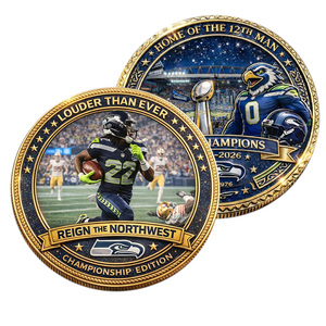 Moneda Conmemorativa de los Seattle Seahawks 2025-2026 Campeones, "Casa <span class=keywords><strong>del</strong></span> <span class=keywords><strong>12</strong></span>º Hombre", Artesanía en Metal, Decoración Coleccionable, Regalo - Product Image 6