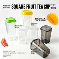 Gobelets à bulles en plastique PP carrés avec logo personnalisé, gobelets à smoothie jetables de 26 oz et 32 oz, gobelets à thé au lait avec couvercles pour thé au lait à bulles