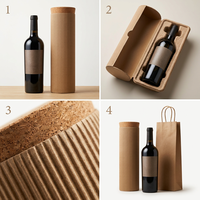 Ensemble de boîtes en pulpe moulée avec bouteille en verre cylindrique, sac en papier kraft, 750 ml, conteneur durable pour gin, vodka, whisky, idéal pour offrir