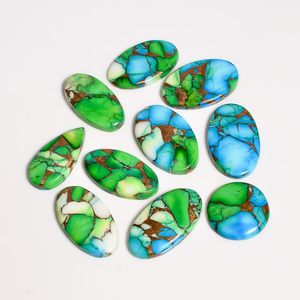 เจมโคร่า กรีน เทอร์ควอยซ์ คาโบชองส์ รูปไข่ 3 ชิ้น สำหรับทำเครื่องประดับ อัญมณีขัดเงาแบบหลวม DIY อัญมณีแร่ - Product Image 3