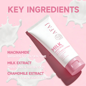 Nettoyant Moussant au <span class=keywords><strong>Lait</strong></span> d'Acides Aminés Démaquillant Faible pH Hydratant Éclaircissant pour Peaux Sensibles OEM - Product Image 5