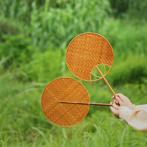 Bamboo Round Fan Handheld Traditional Chinese Style Portable Summer Cooling Fan - Product Image 1