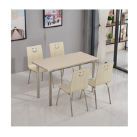 Vente en gros de mobilier de cantine moderne pour restauration rapide, 4/2 places, table et chaises en bois pour restaurant, cafétéria, à vendre