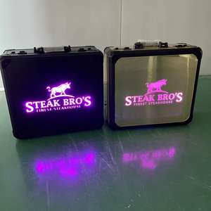定制餐厅酒店酒吧牛排餐厅金镜牛肉手提箱肉托架盒发光二极管牛排公文包美化展示盒 - Product Image 4