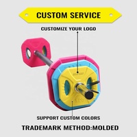 Ensemble d'haltères OKPRO Powerlifting avec logo personnalisé, barre de 20 kg, ensemble de poids en caoutchouc coloré pour salle de sport commerciale, PUMP Sets