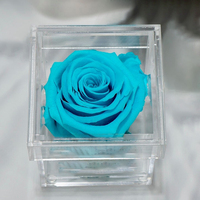 Hflora harga pasokan langsung pabrik penjualan laris bunga buatan akrilik bunga mawar tunggal diawetkan kotak bunga untuk hadiah Valentine