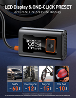 Compresseur d'air portable en alliage d'aluminium 4000 mAh pour pneus de voiture, 150 PSI, buse de 17 mm, manomètre numérique intégré