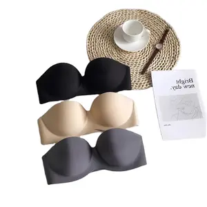 E Cup Backless Wire Free Women's Seamless Bandeau Invisible Bra Plus Size Strapless Push Up Bra For Women