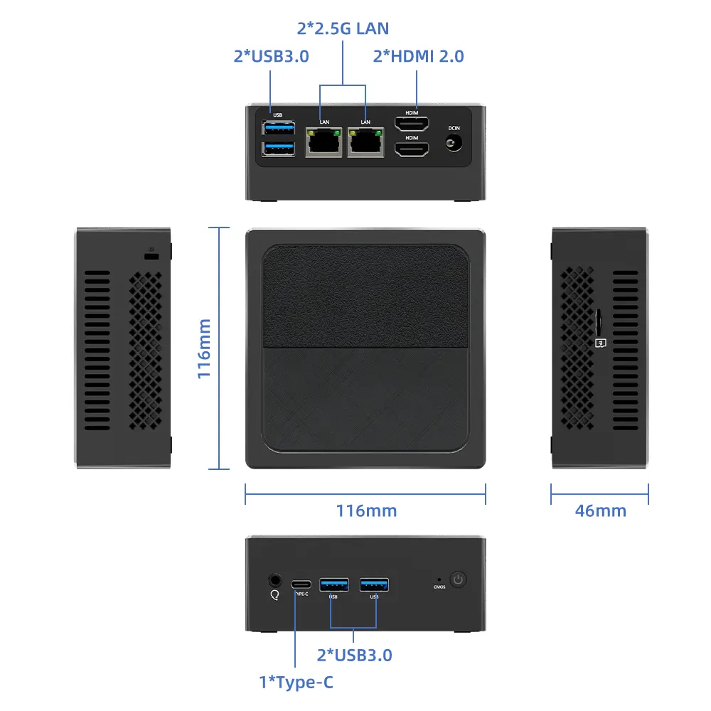 Nueva 12th Gen Mini Pc Windows11 Intel N95 N100 Procesador 8Gb Ddr5 4800Mhz 256Gb Pocket 12V Dual Lan Mini computadora