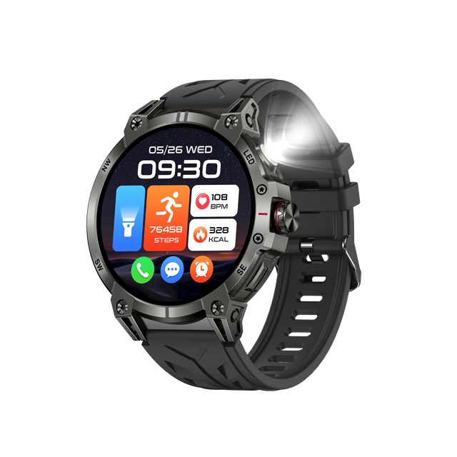 KC89 Outdoor Sports Smart Watch 1.85-inch HD Large Screen BT Call With Flashlight Compass Health Sleep Monitor Men's Smartwatch