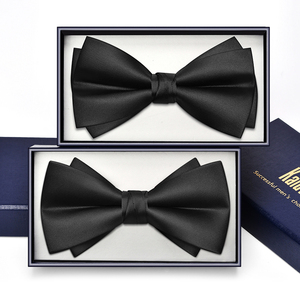 Wedding Party Business Formal Suit Accessories Metal Clips Adjustable Straps Full <strong>Black</strong> <strong>Bow</strong> <strong>Tie</strong> - Product Image 5