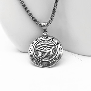 Yunnique – collier avec pendentif œil porte-bonheur en acier titane, en acier inoxydable 316, bijoux unisexes à la mode, design géométrique - Product Image 5