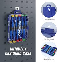 WORKPRO Set Obeng presisi 10 potong, Kit peralatan reparasi magnetik, pegangan antiselip, warna berbeda ukuran untuk plastik DIYPhillips