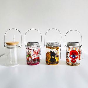Frasco de Vidrio Decorativo con Luces LED Solares de 11 oz, Resistente al Agua, para Sublimación, con Diseño de Duende Brillante y Molinillo de Viento para Decoración de Jardín - Product Image 3