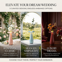 Solutions B2B OEM/ODM personnalisables : Centre de table floral haut de gamme pour mariages et événements, lampe de table moderne rechargeable en forme de vase