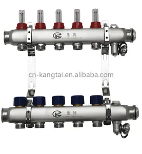 Well Made 2-12 Ways Water Manifold Heating System Stainless Steel Manifold Valved Thermostat