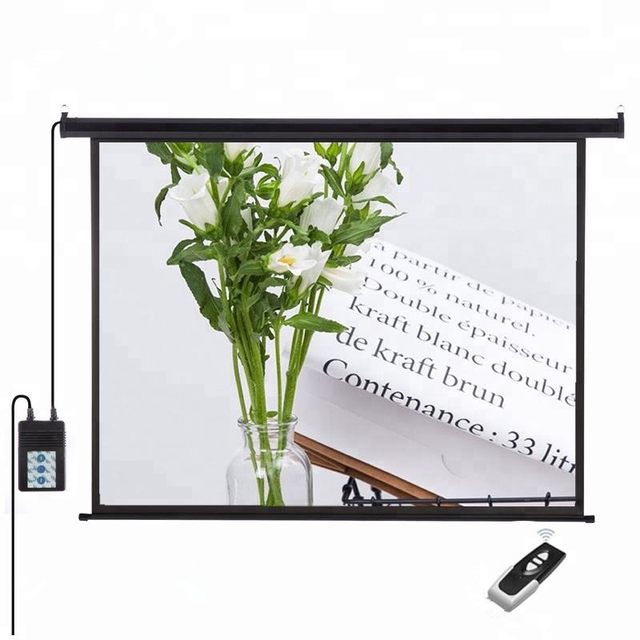 100 Inch Motorized Projector Screen 16:9 Electronic Projection Screen With Remote Control