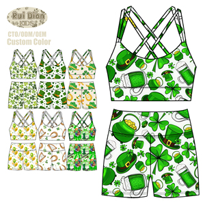 <span class=keywords><strong>Ensemble</strong></span> de yoga d'été pour <span class=keywords><strong>fille</strong></span> : débardeur et short imprimés personnalisés, confortables et respirants, motif vert - Product Image 1