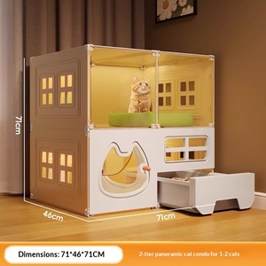 Villa pour chat, armoire pour chat, cage pour chat extra large avec toilettes intégrées, nid d'intérieur pour toutes les saisons, une pièce, un salon, une salle de bain - Product Image 5