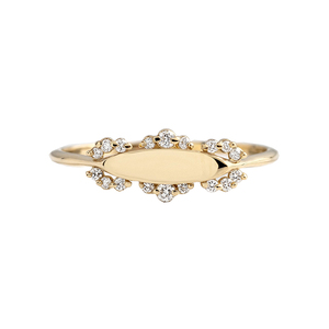 Anello Sigillo Incisionabile in Argento Sterling 925 con Zirconia Cubica Pavé, Regalo Souvenir Gemnel - Product Image 1