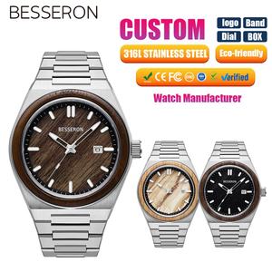 Reloj de Lujo para Hombre, Diseño de Madera y Acero Inoxidable, Cuarzo, Moda 2026 - Product Image 1