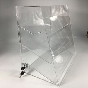 Nhà Máy Bán buôn rõ ràng <span class=keywords><strong>Acrylic</strong></span> nghiêng 3 kệ Countertop khóa hiển thị trường hợp với nghiêng phía trước và trượt trở lại - Product Image 2