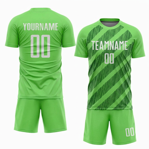 Uniforme de Fútbol Sublimado Personalizado de Alta Calidad, Conjunto de Manga Corta a Rayas, Cuello Redondo, Absorbe la Humedad, Unisex, para Adultos, Todas las Temporadas - Product Image 1