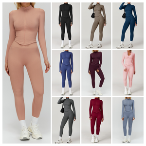 Set Yoga da Donna di Alta Qualità Personalizzato, 3 Pezzi, Abbigliamento Fitness, Completo Yoga con Pantaloni, Vestito, Abbigliamento, <span class=keywords><strong>Tuta</strong></span> SQ7725 - Product Image 3