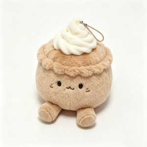 Porte-clés en peluche personnalisé en forme de tasse à café avec motifs latte et crème fouettée, rembourrage en coton PP, breloque unisexe sur le thème d'Halloween - Product Image 1