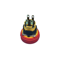 Bouton d'arrêt d'urgence à tête champignon 16MM/22MM, plaqué or, contacts 1NO1NC, momentané, 380V 10A, fabricant