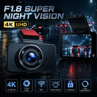 Caméra DVR de voiture intelligente Ultra HD à objectif unique avec WiFi, écran IPS 3 pouces, batterie 200 mAh, chargement USB mini, fonction Time Lapse