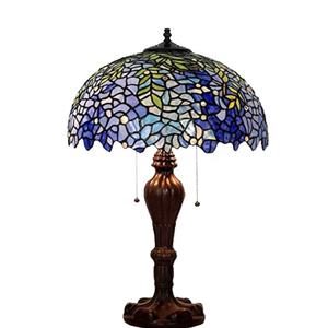 Lámpara de Mesa de Estilo Chino Wisteria de 16'' con Vidrio Tiffany y LED para Comedor y Dormitorio, Tamaño Mediano - Product Image 2