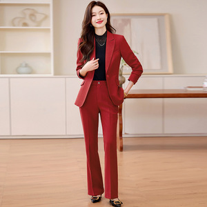 Purple Women's Suit Set Autumn Slim Fit Office Lady Polyester Anti-Wrinkle Three Quarter Sleeve - Product Image 2